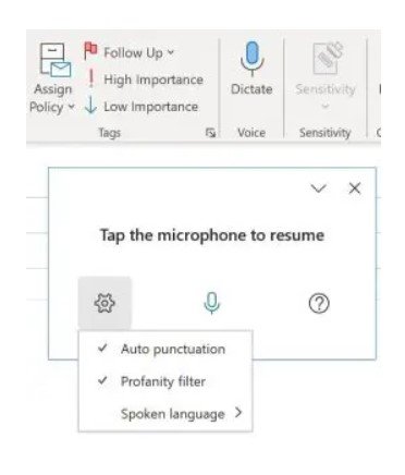 Improved Dictation Tool in Word and Outlook